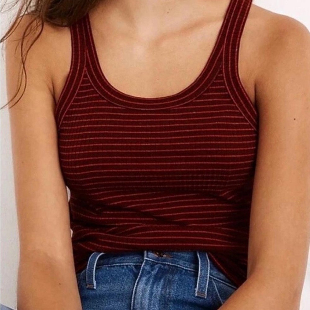 Madewell Red Striped Tank Top